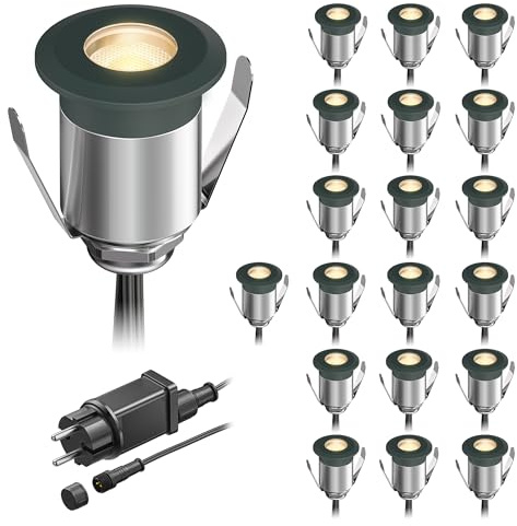 ledscom.de LED-markinbyggnadslampa BINO för utomhusbruk, antracit, IP67, 32mm Ø, varmvit, set om 20