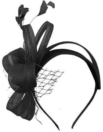 Mesh Feder Stirnband karneval Hochzeit Fascinators Lila Tüll Haarbänder Mesh Schleier Braut Cocktail Tee Party Haarschmuck für Damen (One Size)