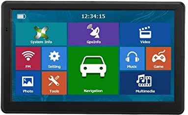 7 Inch HD Car GPS Navigation Sat Nav 256/8GB Navigators FM MP3/MP4 Players Easy Installation(Add Sunvisor)