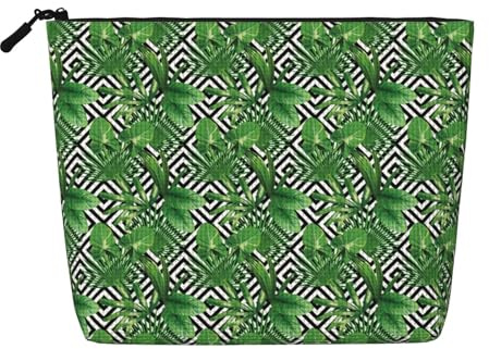 DRTGEDS Green Leaves Of Palm Tree Tropical Plant Daily Use Makeup Bag Fake Hemp Travel Toiletry Organizer Large Capacity Water Resistant