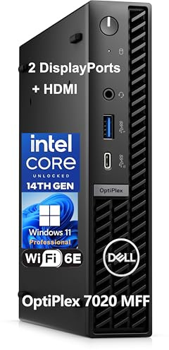 Dell OptiPlex MFF Pro Plus Micro Form Factor Mini 7000 Series Desktop Computer, 16GB DDR5 RAM, 1TB PCIe SSD, Intel 14-Core i5-14500T, WiFi 6E, 2 DisplayPorts, HDMI, Office 365, Jet Black, Win 11P