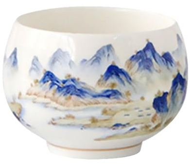 MALUGOGO Taza de Té de Cerámica Pintura Manual y Diseño Oriental, Taza Multifuncional para Degustación en Salón de Té y Uso en Hogar