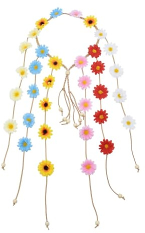 2 stycken blomhippie-pannband, blomkrona, solrosor | Pärlor passar blom-huvudbonad-hårtillbehör (multi)
