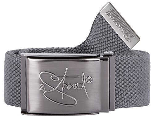 2Stoned Stoffgürtel Canvas Belt Dark Grey, matte Schnalle Geprägt, 4 cm breit für Damen und Herren