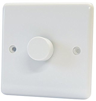 10A Light Dimmer Switch 1 Gang 2 Way - Push On Off 400W - Plastic White
