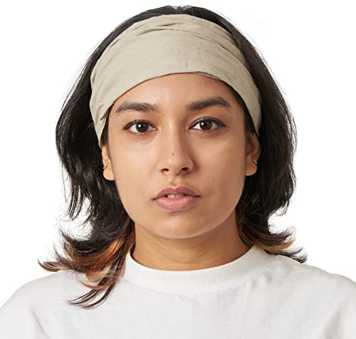 CHARM Dam sommar huvudduk bandana – hårband av bomull med elastiskt band beige