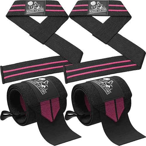 Powerlifting Wrist Wraps + Lifting Straps Set (2 Paar) für Kraftsport, Crosstraining, Workout, Fitnessstudio, Powerlifting, Bodybuilding - Halt für Männer & Frauen, um Verletzungen beim Gewichtheben zu vermeiden