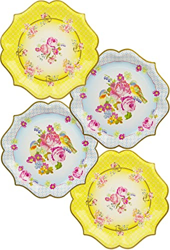 Talking Tables Pack of 4 Pretty Afternoon Tea Party Vintage Floral Paper Serving Plates Large Platters, Truly Scrumptious Range, Great For Birthday, Baby Shower, Wedding and Anniversary, 31 cm