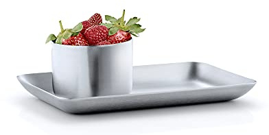 blomus -BASIC-bricka XS av matt rostfritt stål, tidlös design, förvaringsbricka, högkvalitativt utförande, serveringsbricka, moderna hemtillbehör (H/B/D: 1,5 x 10 x 17 cm, rostfritt stål, 63610)
