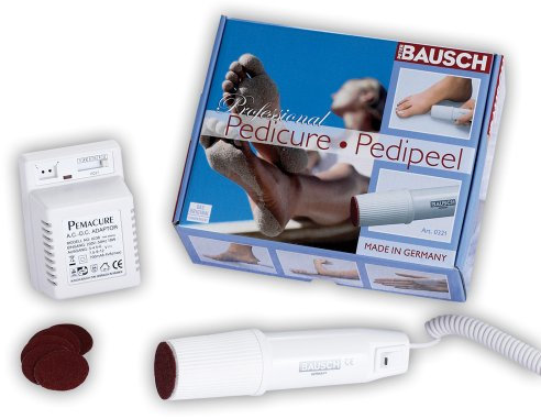 Bausch 0321 Hornhautschleifer PEDIPEEL inkl 6 Schleifscheiben, schonende, schmerzfreie Hornhautentfernung an Fersen, Ballen, Ellenbogen etc., Fußpflege für Diabetiker und empfindliche Haut geeignet