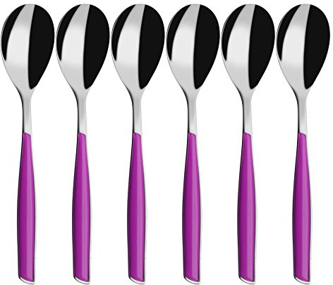 BUGATTI, Glamour, Lot de 6 cuillères à café en Acier Inoxydable 18/10 et poignée Couleur Iris, moulure Pro-Tech System, va au Lave-Vaisselle