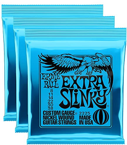 3 Stück | Ernie Ball Gitarre Saiten | Extra Slinky | E-| 08–38
