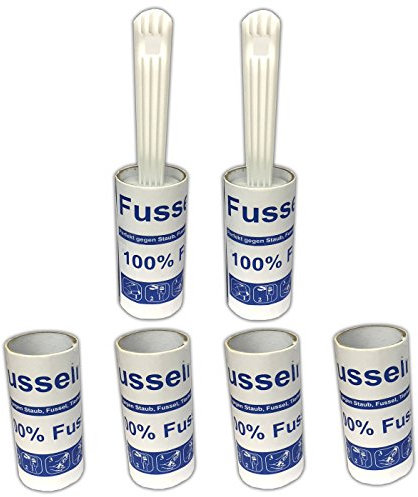 HAC24 2X Fusselroller inkl. 4 Ersatzrollen Tierhaare Fussel entfernen Fusselrolle
