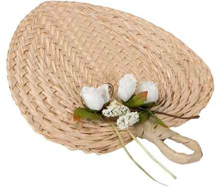 Mopec AA571 Abanico paipay con Porta Notas Floral, Hoja de Palma, marrón, 2 x 29 x 30 cm