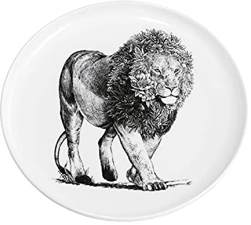 Maxwell & Williams DX0531 Teller African Lion – Schwarz-weiß – 20 cm Durchmesser – Keramik – mit Tier-Motiv, Geschenkbox