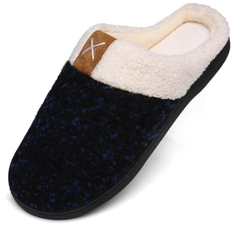 Mishansha Zapatillas Estar por Casa Espuma de Memoria Hombre Interior Pantuflas Antideslizante Felpa Slippers,Azul,38/39