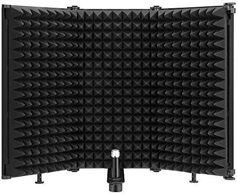Moukey Microphone Isolation Shield, Professional Isolation Foldable 3 Pages High Density Absorbing Sound Proofing Foam for Blue Yeti Condenser Mic Recording Equipment 45X32.5X3CM