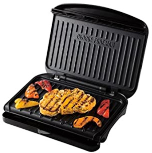 George Foreman Medium Fit Grill - Vielseitige Grillrost mit verbesserter Antihaftbeschichtung und Schnellwärmefunktion - Kombi-Grill mit Heißplatte und Toaster, schwarz 25810-56