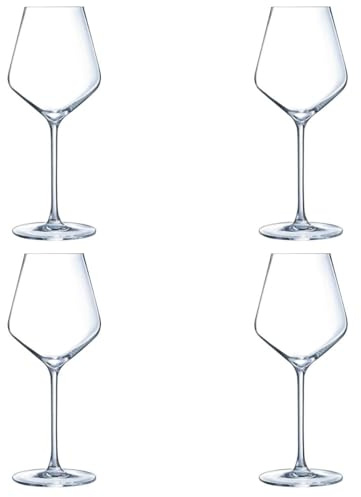 Cristal D'Arques Set de 4 copas de vino Ultime de cristalín 38 cl | Transparente, Cristalín, formato alto, acabado brillo, 38 cl, 4 piezas, apto para frigorífico