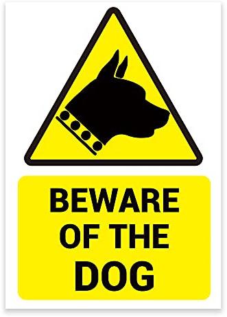 BEWARE OF THE DOG’ WARNING SIGN. TOUGH, DURABLE AND RUST-PROOF WEATHERPROOF PVC SIGN FOR OUTDOOR USE, 210MM X 148MM. NO 017