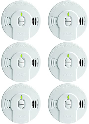 Kidde Smoke Detector, 10-Year Battery, LED Indicators, Replacement Alert, Test-Reset Button, 6 Pack, White
