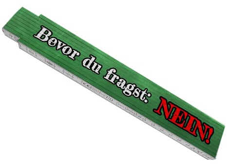 GAR NICHTS MUSS ICH! Meterstab aus Holz mit Marmoroptik in Grün Maßstab Spruch Metermaß Gliedermaßstab bedruckt lustig weiß cool Geschenk Richtfest stabil Geschenkidee praktisch