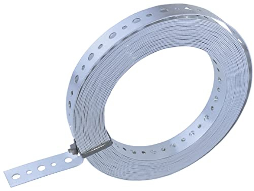 AERZETIX - C57280 - Rolle verbindungsband lochband 10 m perforierte gerade - breite 20 mm - befestigungsband montageband - Ø löcher 4 und 6 mm - aus stahl DX51D + Z275 - farbe silber