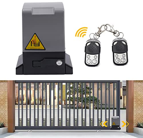 Accionamiento eléctrico de puerta corredera IP44, 600 kg, motor de accionamiento automático para puerta corredera y 2 mandos a distancia de 370 W