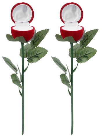 Cabilock 2pcs Boite Bague BoîTes à Bagues En Rose Rouge, Rangement ÉLéGant Pour Bijoux, Ecrins Pour Bagues De FiançAilles Ou De Mariage, IdéAl Pour La Saint-Valentin