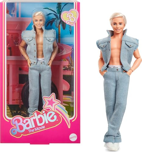Barbie The Movie - ​Ken, Bambola del Film Collezione con Completo di Jeans Coordinato e Intimo Originale Ken, HRF27