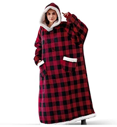 Wearable Blanket Decke mit Ärmeln Erwachsene Ärmeldecke Übergroße Hoodie Decke mit Kapuze Weich und warm für Couchfans Tragbare Kuscheldecke Erwachsene Ganzkörperdecke Pflegeleicht