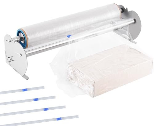 Distributeur de film étirable de 50 cm avec 4 coupe-diapositives de film, machine d'emballage de film étirable de table en acier inoxydable, outil manuel d'emballage de palette