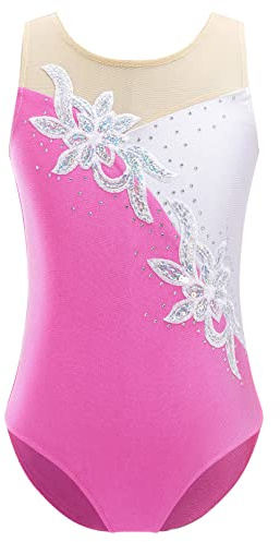 ranrann Maillot de Ballet Gimnasia Rítmica para Niña Elástico Leotardo Body de Baile Patinaje Artístico Disfraz de Bailarina Ropa Deporte de Yoga Fitness A Rosa 5-6 años