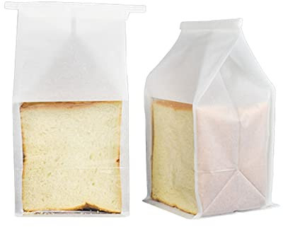 100x Papiertüten Party mit Fenster, Brot Papiertüten Sandwich Papiertüte, Papiertütchen Mit Sichtfenster, für Brotkuchen Chocolate Candy Snack Verpackung, Geschenktüten für Knabberein Toast Sandwich