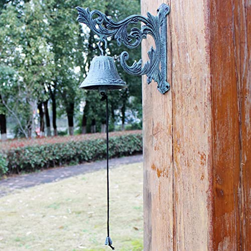 INKCOR Oversized Cast Iron Door Bell 11.5cm, Wall Mounted Weatherproof Shaking Bells, Antique Bronze Service Bell for Front Door/Garden
