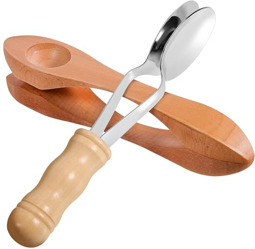 Vaguelly 2 Stück Klanglöffel, Holzlöffel Edelstahl-Löffel Irische Instrumente, Musiklöffel Rhythmus Musikinstrument Hand Percussion Klapper Kastagnetten, Musical Spoons