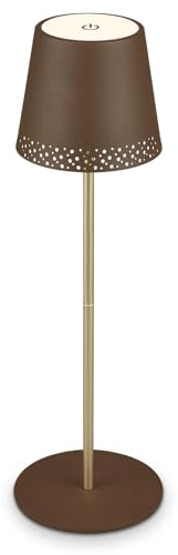 Briloner - Lampada da tavolo senza fili, 2 lampade in 1, lampada comodino dimmerabile, Lampada da Esterno, abat jour da comodino, lampada da tavolo ricaricabile, lampada scrivania, marrone oro