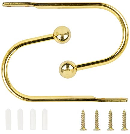TAIYOU 2 Stück Raffhalter Gardinen Metall Vorhang Raffhalter Haken Dekorativer Wandmontage Raffhaken für Schlafzimmer Wohnzimmer Bäder Küchen Büros Esszimmer Cafés Gold Runder Kopf