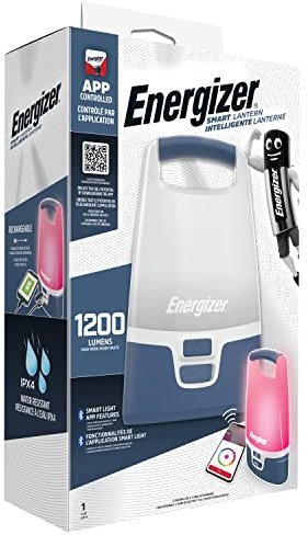 Energizer SMART Campinglampe Wiederaufladbar, 1200 Lumen, IPX4 wasserdicht, 360 Grad Beleuchtung, Camping-Laterne, inkl. Ladekabel