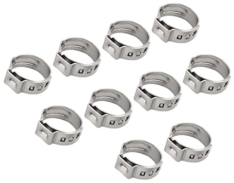METALLIXITY Simple Oreille Colliers Serrage Inox 304 12,8-15,3mm 50Pcs | Tuyau Clips, Pour Maison Jardin Tube Tuyau Fixation, (12,8mm - 15,3mm/0,5 - 0,6)