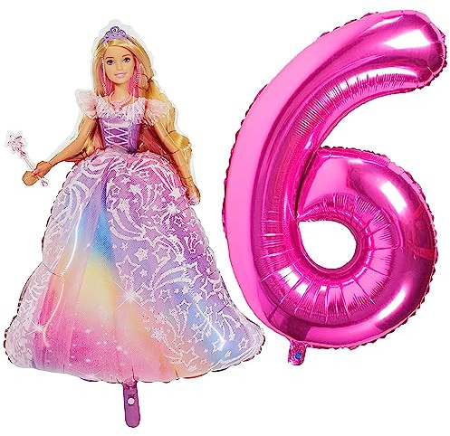 Toyland® Barbie-Folienballon-Set – 1 x 42-Zoll-Ballon in Charakterform und 1 x 40-Zoll-Zahlenballon – Partydekorationen für Kinder