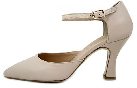 Scarpe Donna Eleganti Decolleté Aperte con Cinturino in Pelle Rosa Cipria, Tacco Medio Alto 8 cm, 832