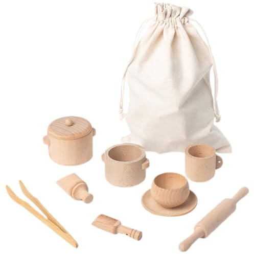 Ciieeo 1juego Té Infantil De Madera Para Niñas Set De Juego De Imaginación De Té Juguete Educativo Para Desarrollo Cognitivo y Habilidades Sociales