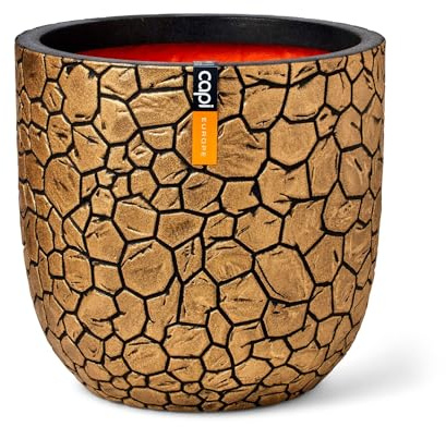 Capi Europe - Topf Kugel Clay NL - 35x34 - Gold - Blumentopf für den Innen- und Außeneinsatz - Übertopf - Pflanztopf - Pflanzgefäß - Kunststoff - KGBC932