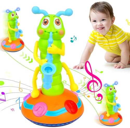 Pipihome Baby Musical Raupen Kuscheltier, Baby Spielzeug ab 3 Monate, Kuscheltier Baby Musikspielzeug, Tummy Time Toys, Baby Geschenk Mädchen Jungen