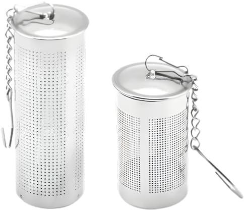JTUYPT 4 Pcs Infuseur à Thé Boule à Thé Infuseur à Thé Trou Fin en 304 Acier Inoxydable Filtre à Thé avec Chaîne et Couvercle Boule a The Infuseur pour Tasse Mug Theiere Bouteille(4cm/6.5cm,Argent)