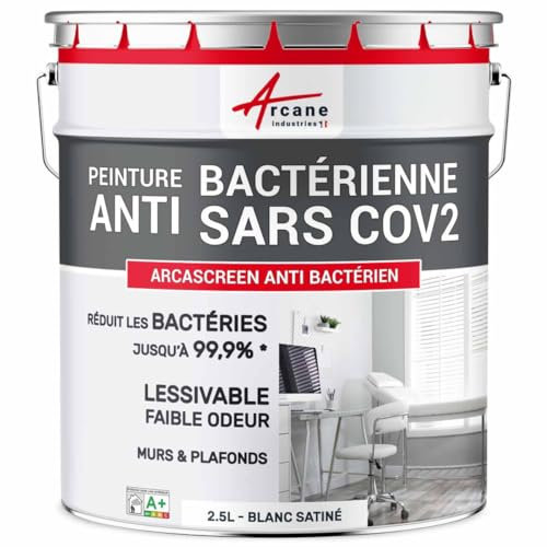 Peinture mur, antibactérienne, lessivablessivable - 2.5 L Blanc - ARCANE INDUSTRIES