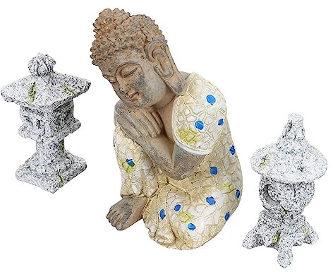 MAGICLULU Schlafender Buddha-Garten-Ornament Buddha-meditationsfigur Auto-Ornament Schreibtischaufsatz Glücklich Chinesische Buddha-Figur Zen-gartenfigur Mini Harz Statue