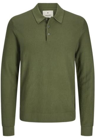 JACK & JONES Men's Jprblusandri Knit Polo Ls Knitted Jumper (Pack of 1)