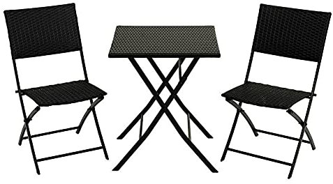 Schwarze Bistro-Sets, Gartenmöbel für den Außenbereich, Tisch, Stühle, Sitzgelegenheiten für die Terrasse, einfache Lagerung, der Klapptisch ist EIN leichtes Terrassen-Set